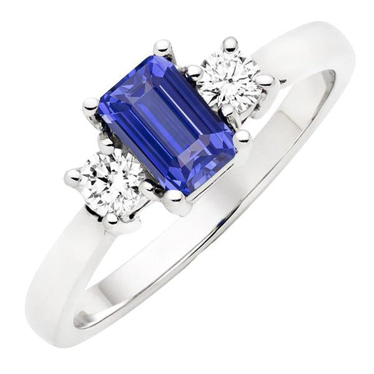 Smeraldo Gemma Zaffiro Anello Diamante 3 Pietra Taglio Rotondo 3 Carati Oro - harrychadent.it