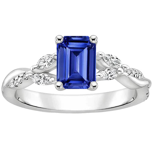 Smeraldo Taglio Zaffiro Anello