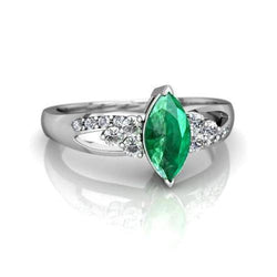 Smeraldo Verde Con Diamanti 2,75 Ct. Anello di fidanzamento in oro bianco 14K