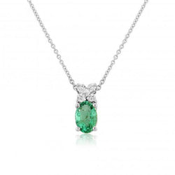 Smeraldo Verde Con Diamanti Collana 3,40 Carati Oro Bianco 14K