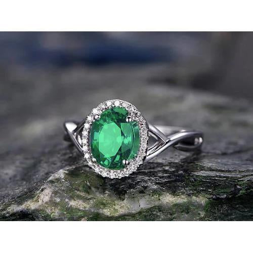 Smeraldo taglio ovale verde da 3,5 ct con anello di fidanzamento con diamante - harrychadent.it