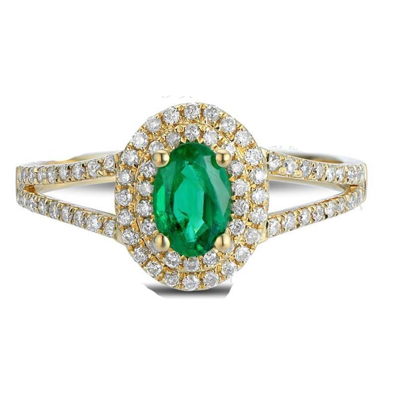Smeraldo verde a taglio ovale da 4,5 ct con anello di diamanti - harrychadent.it