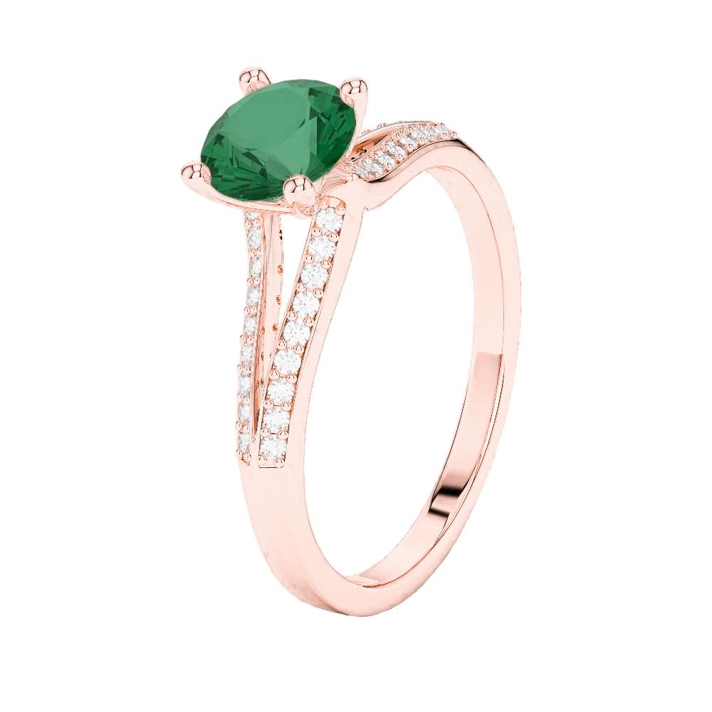 Smeraldo verde a taglio rotondo da 2,85 ct con diamante in oro rosa 14 carati - harrychadent.it