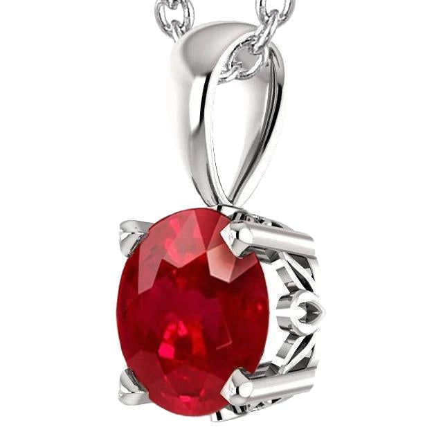 Solitaire Big 18 carati taglio rotondo collana con ciondolo rubino Wg 14K - harrychadent.it