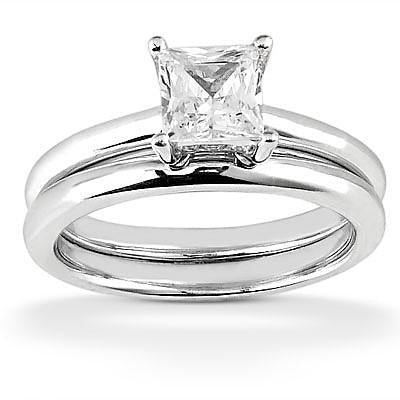 Solitaire Diamond Princess Cut Anello di fidanzamento Set gioielli da 1 carato - harrychadent.it