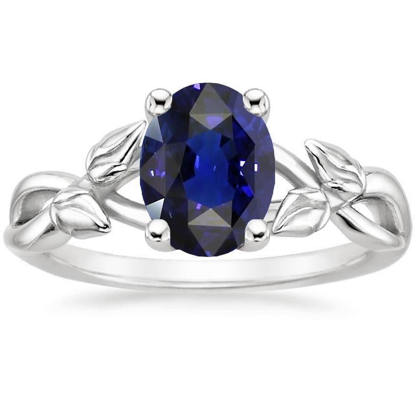 Solitaire Gemstone Jewelry Anello Leaf Style Ceylon Sapphire 2 carati - harrychadent.it