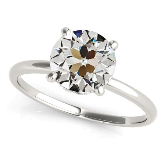 Solitaire Old Mine Cut Diamante Ring Prong Set oro 3 carati - harrychadent.it