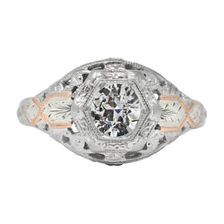 Solitaire vecchio taglio Diamante Fancy Ring Bezel Antique Style 2 carati