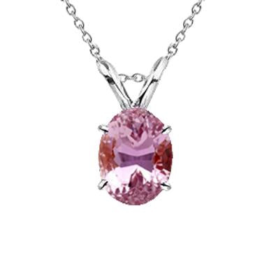 Solitario 13 carati con pietra preziosa rosa kunzite ciondolo in oro bianco 14 carati - harrychadent.it