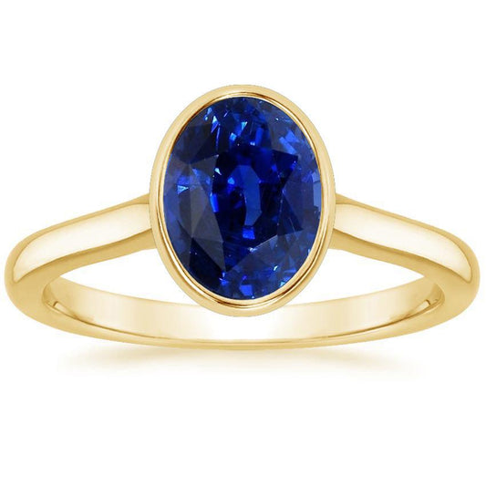 Solitario Anello Di Fidanzamento Lunetta Set Zaffiro Ceylon Ovale 2.50 Carati - harrychadent.it