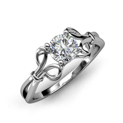 Solitario Anello di fidanzamento con diamante rotondo da 1,5 carati in oro bianco 14K