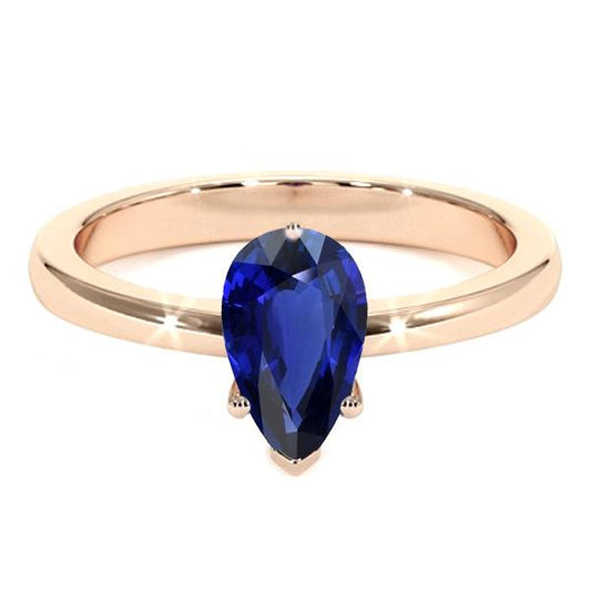 Solitario Anniversario Anello Pera Zaffiro Ceylon 2 Carati Prong Set - harrychadent.it