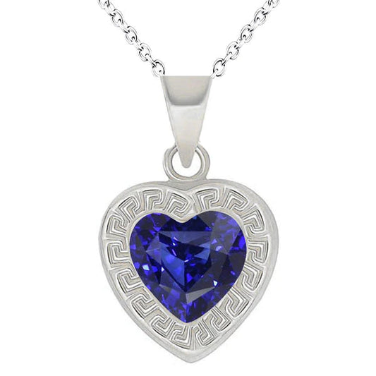 Solitario Ciondolo Fantasia Cuore Blu Zaffiro Lunetta Set 2,50 Carati - harrychadent.it