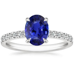 Solitario Fede Nuziale Zaffiro Blu Con Accenti Diamanti 4.50 Carati