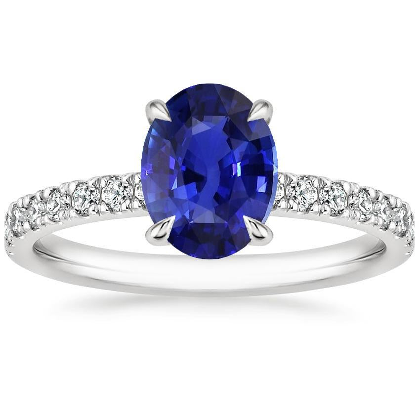 Solitario Fede Nuziale Zaffiro Blu Con Accenti Diamanti 4.50 Carati - harrychadent.it