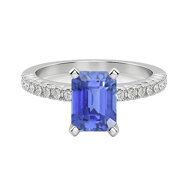 Solitario Fede nuziale in zaffiro blu smeraldo con accenti di diamante 3 carati - harrychadent.it