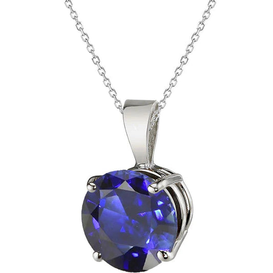 Solitario Round Dark Blue Sapphire Pendant Basket Set 3,50 carati - harrychadent.it