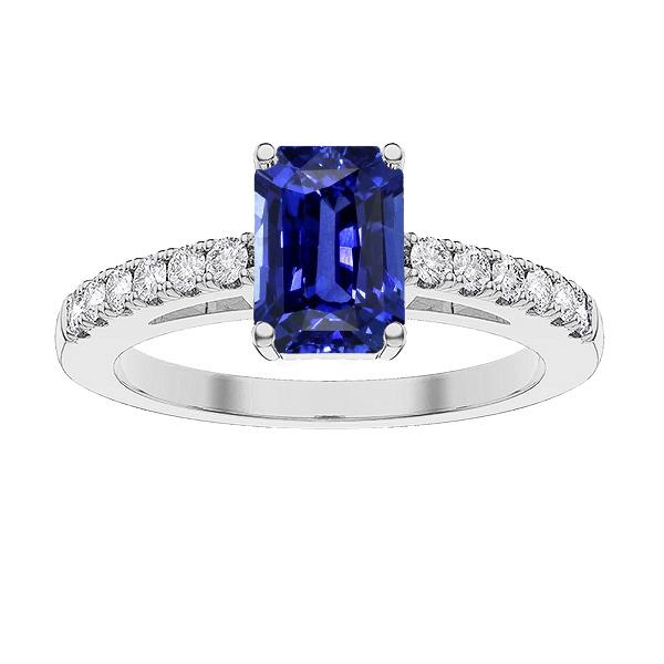 Anello Solitario Radiante Con Accenti Di Diamanti Zaffiro Blu 3.50 Carati - harrychadent.it