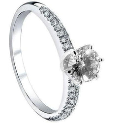 Solitario anello di fidanzamento con diamante da 1,50 carati con accenti e oro bianco 14 carati