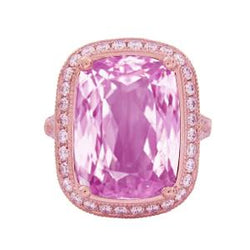 Solitario con accenti 25.90 ct. Anello Kunzite E Diamanti Oro Rosa