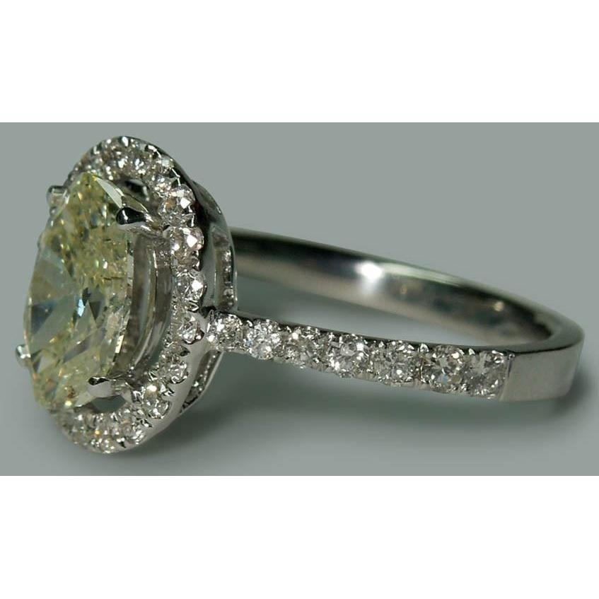 Solitario con accenti 2.03 ct. Anello di fidanzamento ovale stile alone WG 14K - harrychadent.it