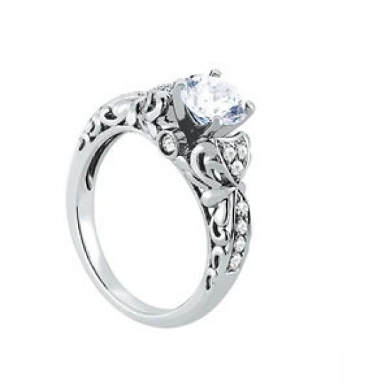 Solitario con accenti Anello di fidanzamento con diamante rotondo da 1 carato in oro bianco 14K - harrychadent.it