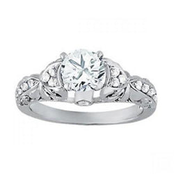 Solitario con accenti Anello di fidanzamento con diamante rotondo da 1 carato in oro bianco 14K