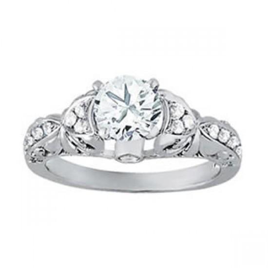 Solitario con accenti Anello di fidanzamento con diamante rotondo da 1 carato in oro bianco 14K - harrychadent.it