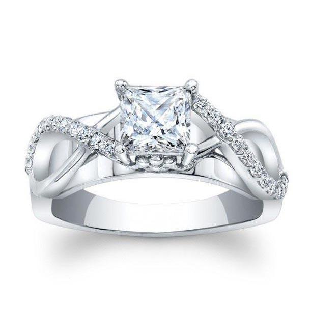 Solitario con accenti Anello di fidanzamento con diamante taglio principessa in oro 1 carato - harrychadent.it