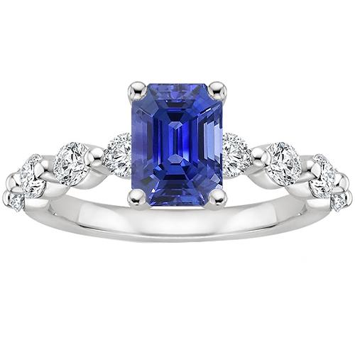 Anello Solitario con Accenti Zaffiro Ceylon Radiante & Diamante 4 Carati - harrychadent.it