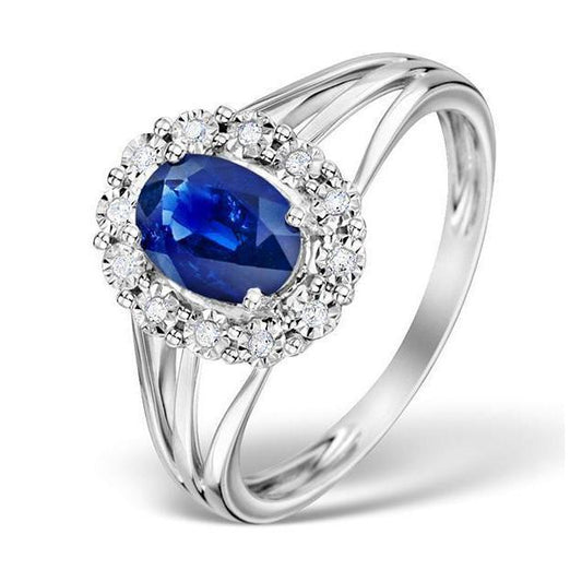 Solitario con accento 2.40 carati zaffiro di Ceylon con anello di diamanti - harrychadent.it