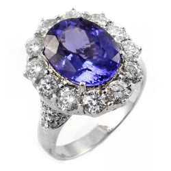 Solitario con accento 7.25 ct. Anello Tanzanite E Diamanti