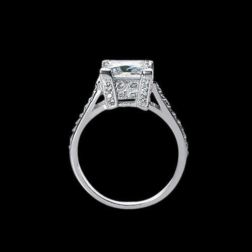 Solitario con anello di diamanti principessa da 2.91 carati con pavé di accenti - harrychadent.it