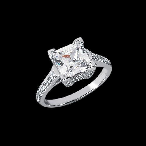 Solitario con anello di diamanti principessa da 2.91 carati con pavé di accenti - harrychadent.it