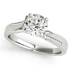 Solitario con anello di fidanzamento in oro bianco con diamante da 1.25 carati con accenti