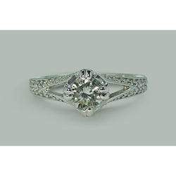 Solitario con diamante a gambo diviso con accenti anello di fidanzamento 1.65 carati