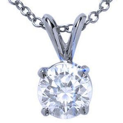 Solitario da 1 carato con ciondolo in oro bianco con diamanti rotondi 14K