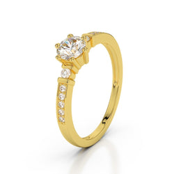 Solitario da 1,25 ct con diamanti in rilievo Anello di fidanzamento Oro giallo 14K