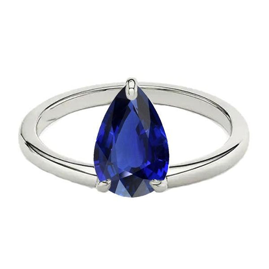 Solitario da donna Fede nuziale con zaffiro blu taglio a pera 2.50 carati - harrychadent.it