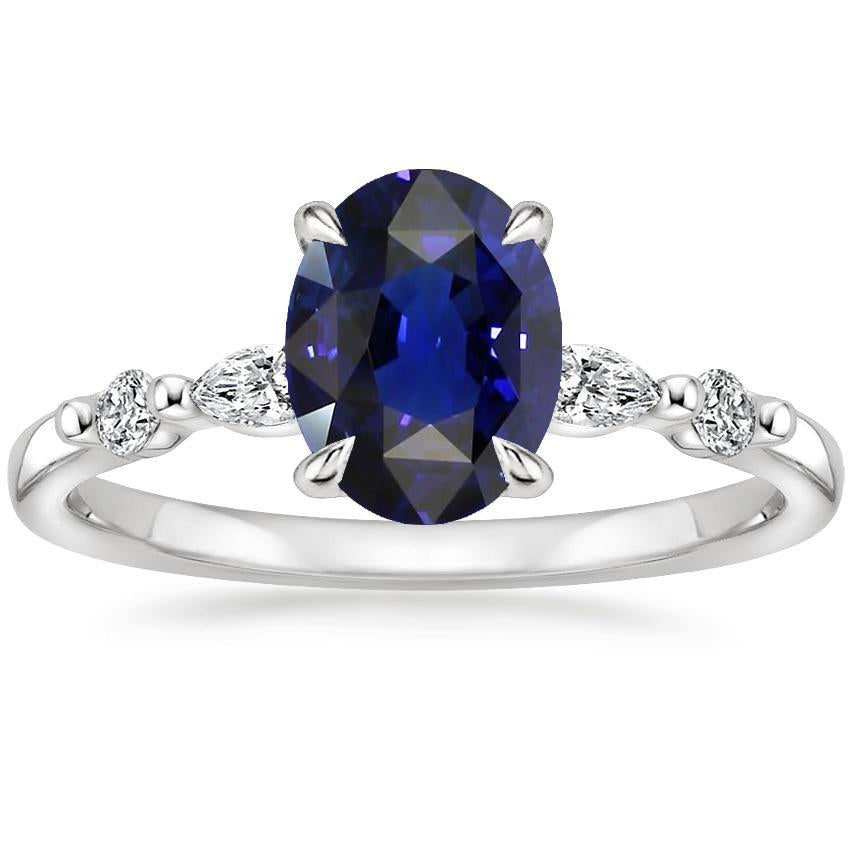 Solitario da donna con accenti Anello zaffiro blu e diamanti 4 carati - harrychadent.it