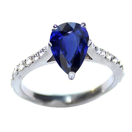 Solitario da donna pera blu zaffiro con accenti diamante anello 3 carati - harrychadent.it