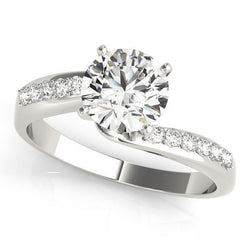 Solitario di gioielli con anello di fidanzamento con diamanti rotondi da 1.20 carati con accenti