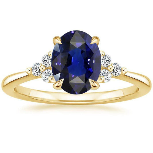 Solitario di pietre preziose con accenti Anello Zaffiro blu profondo 3.50 carati - harrychadent.it
