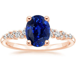 Solitario di pietre preziose con accenti di diamante Anello zaffiro blu 4 carati