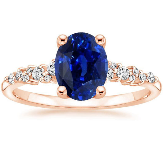 Solitario di pietre preziose con accenti di diamante Anello zaffiro blu 4 carati - harrychadent.it