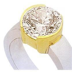 Solitario gioielli in oro bicolore con diamante da 2.51 carati Nuovo