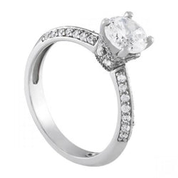 Solitario in oro bianco con diamante da 1.70 carati con anello di fidanzamento con accenti