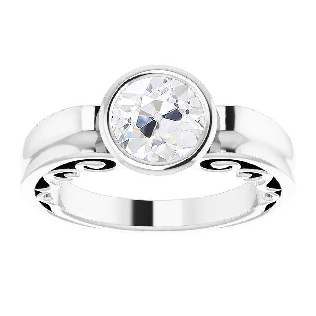 Solitario in stile antico, anello rotondo con diamanti a taglio antico, castone set 2 carati - harrychadent.it