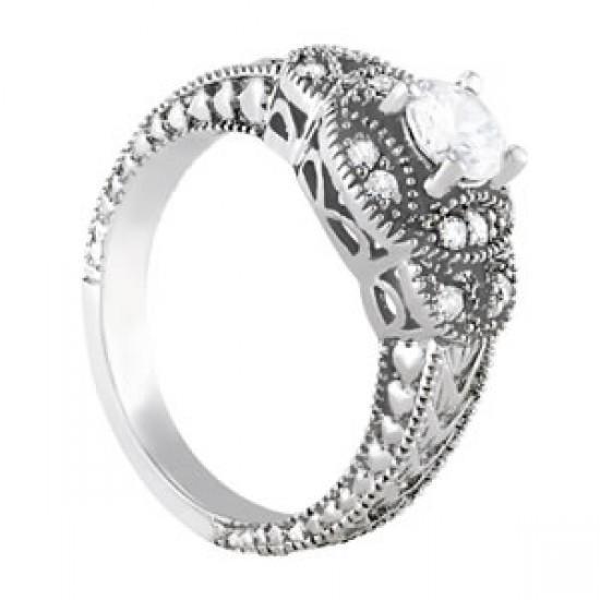 Solitario in stile antico con diamante da 1.50 carati con anello di accento - harrychadent.it