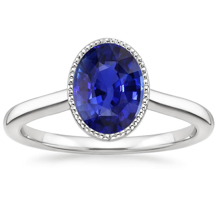 Solitario ovale blu zaffiro anello castone set 2.50 carati gioielli - harrychadent.it